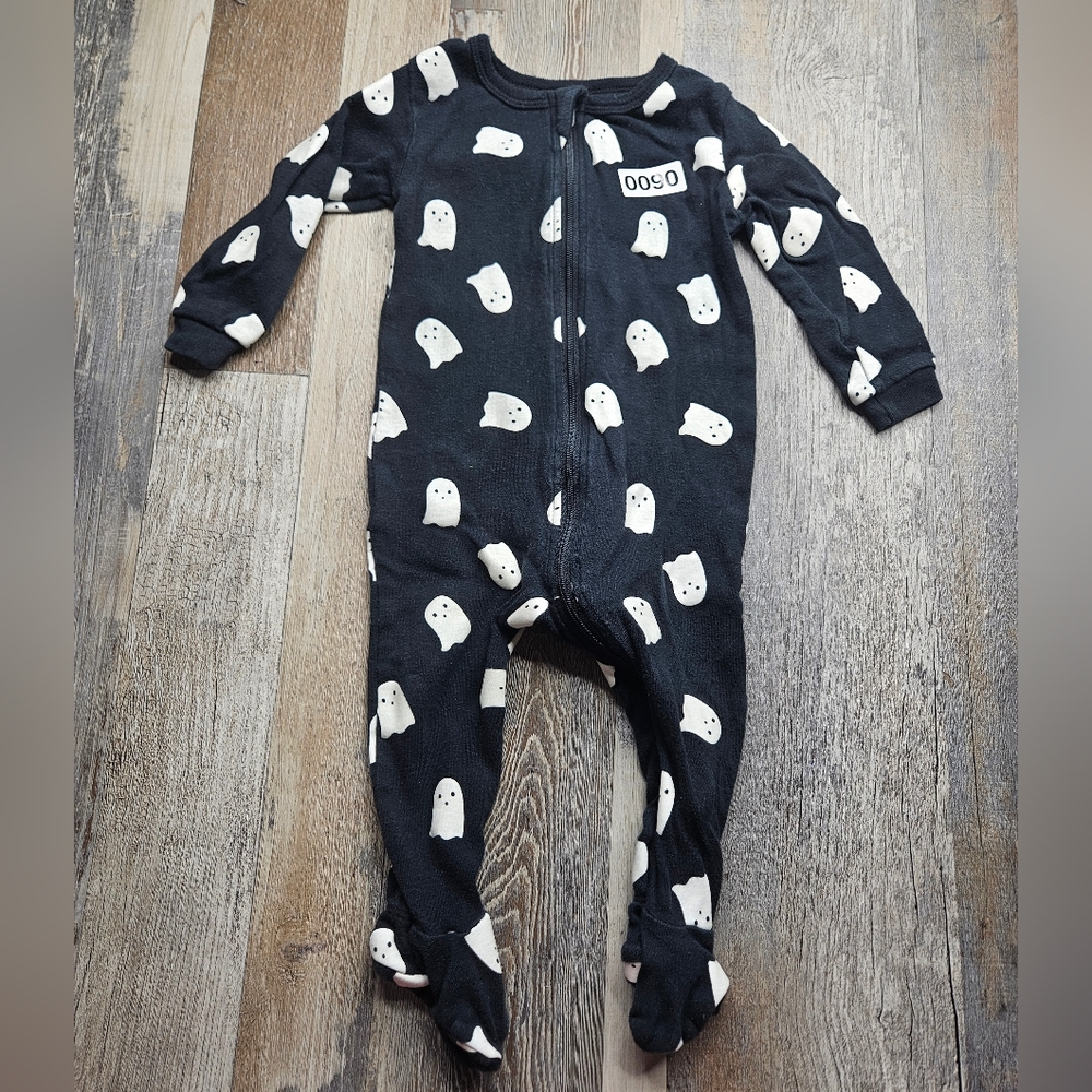 Petit Lem Black and White Ghost Pajama Set Size 9 Monthd
